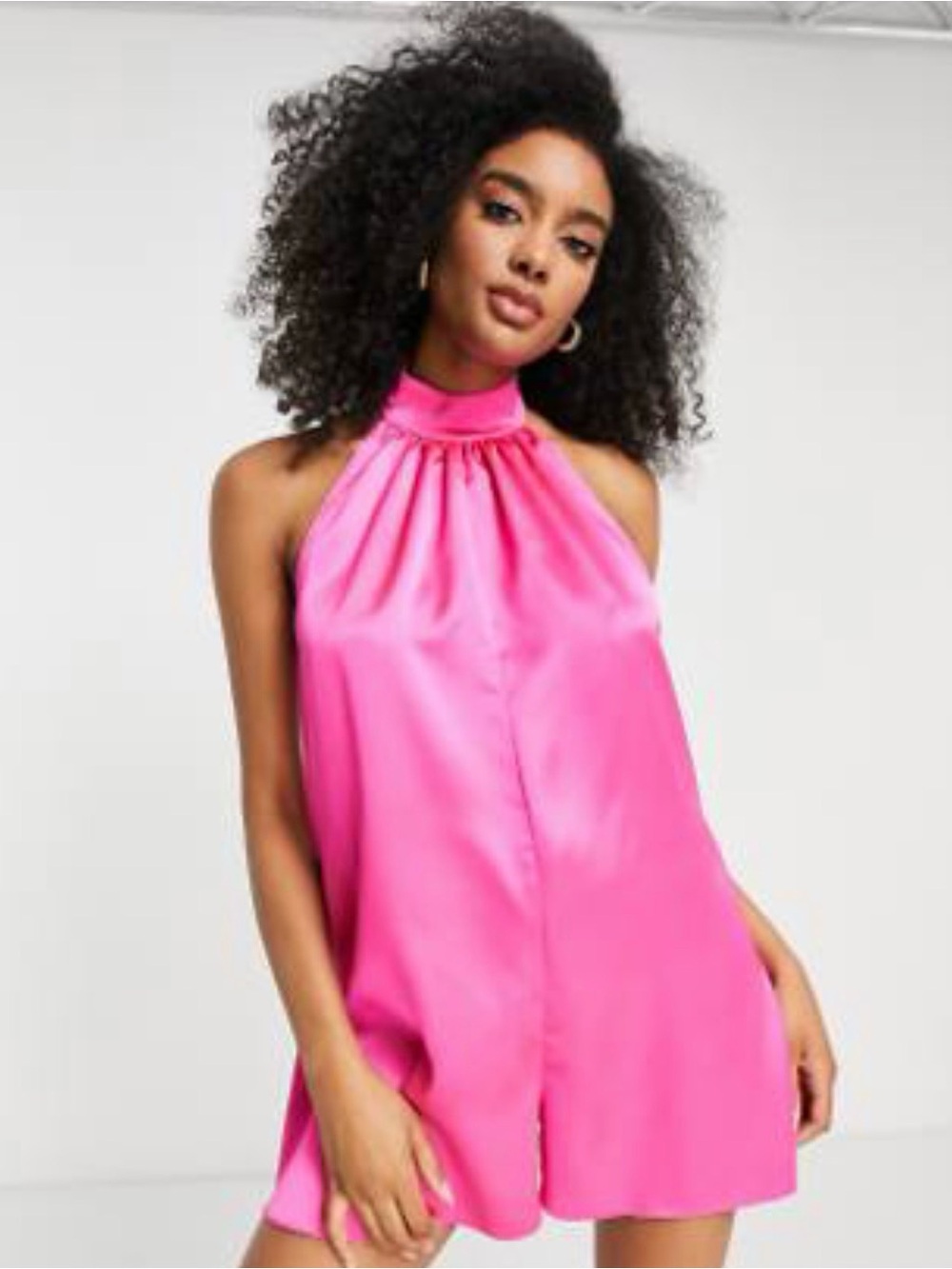 ASOS Hot Pink Halter-Neck Camisole Romper Small